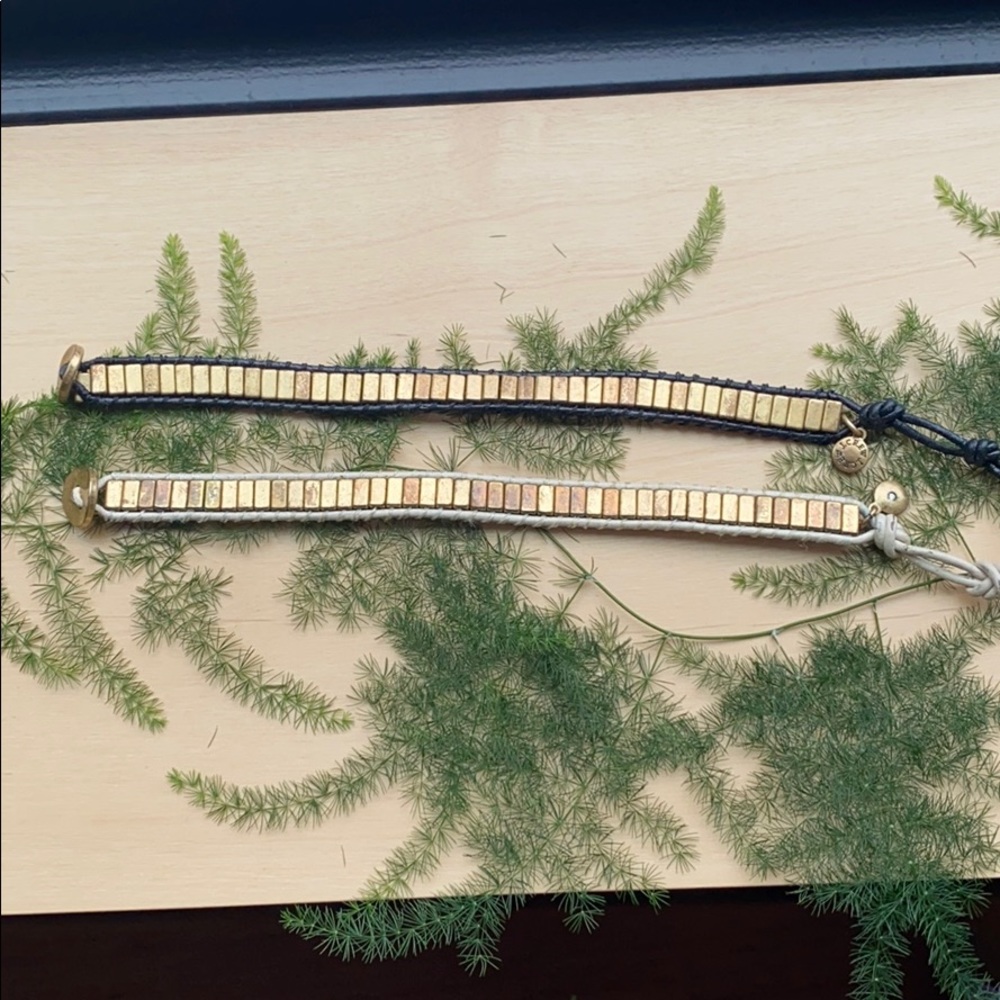 Jcrew leather and metal bracelets